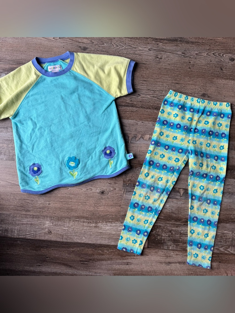Gymboree Vintage “water colors” 1998 Rainbow Tag floral set size “Large”